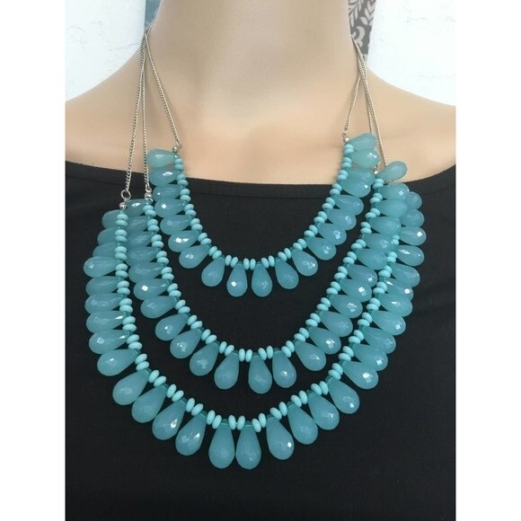 Blue Multi Chain Necklace - Picture 2 of 3